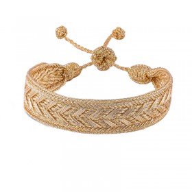 Bracelet fin ajustable INTERMIX Gold  - Fils d'or tressés - Maaÿaz