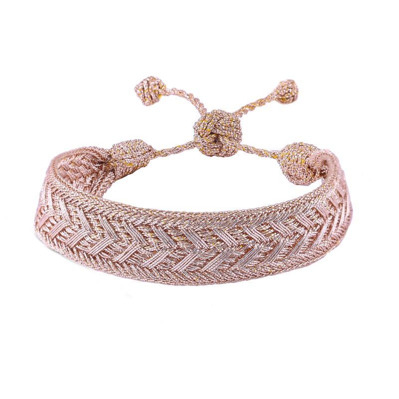 Bracelet fin ajustable INTERMIX Rose Gold - Fils d'or tressés - Maaÿaz