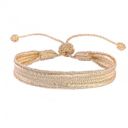 Bracelet fin ajustable NERRY Gold - Fils d'or tressés - Maaÿaz