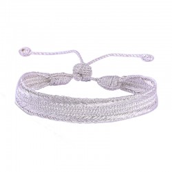 Bracelet fin ajustable NERRY Silver - Fils d'or tressés - Maaÿaz