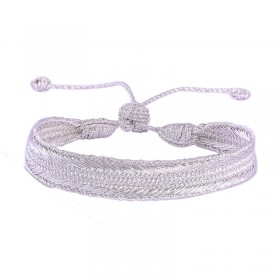 Bracelet fin ajustable NERRY Silver - Fils d'or tressés - Maaÿaz