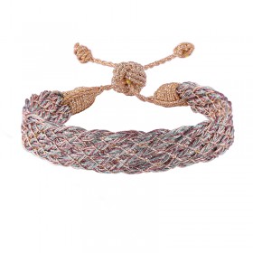 Bracelet fin ajustable LINES Peach Mahogany - Fils d'or tressés - Maaÿaz