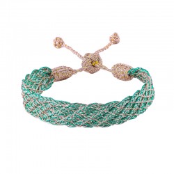 Bracelet fin ajustable LINES Rose Gold Mint - Fils d'or tressés - Maaÿaz