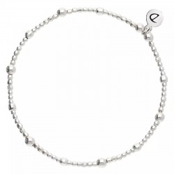 Bracelet élastique - Perles lisses, facettées & Boules en argent  - DORIANE Bijoux