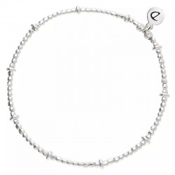 Bracelet élastique fin - Perles lisses, facettées & Mini-disques en argent - DORIANE Bijoux