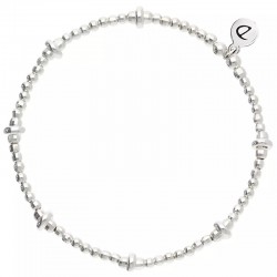 Bracelet élastique en argent - Perles lisses facettées & Disques - DORIANE Bijoux