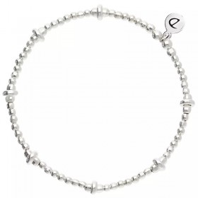 Bracelet élastique en argent - Perles lisses facettées & Disques - DORIANE Bijoux