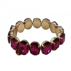 Bracelet manchette élastique - Cristaux Gouttes ROSES