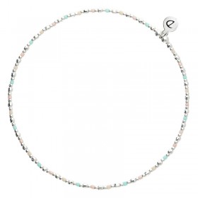 Chevillère élastique fine en Argent - Perles Miyuki turquoise & rose - DORIANE Bijoux