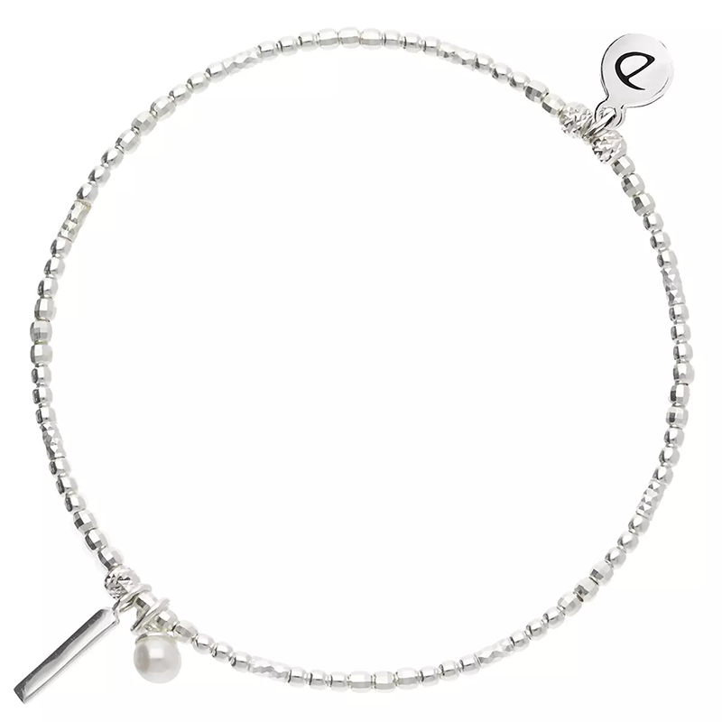 Bracelet élastique en Argent - Perles boules, barre & Perle nacrée - DORIANE Bijoux