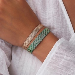 Bracelet fin ajustable LINES Rose Gold Mint - Fils d'or tressés