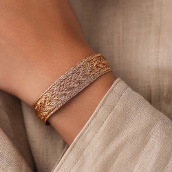 Bracelet ajustable INTERMIX Rose Gold Amber Toffe - Fils d'or tressés