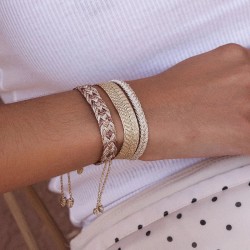 Bracelet fin ajustable EYA Rose Gold - Fils d'or tressés