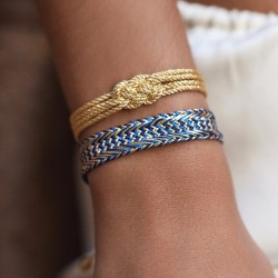 Bracelet fin ajustable DOUBLE KNOT Gold - Fils d'or tressés