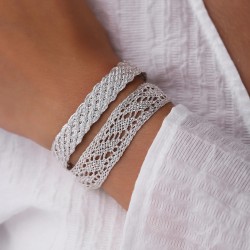 Bracelet fin ajustable DAQIQ Silver - Fils d'or tressés