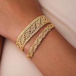 Bracelet fin ajustable DAQIQ Gold - Fils d'or tressés