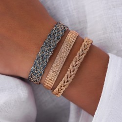 Bracelet fin ajustable BRAIDED Rose Gold - Fils d'or tressés