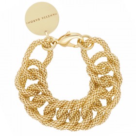 Bracelet FLAT CHAIN SNAKE GOLD Doré, Gros Maillons texturés serpent  - VANESSA BARONI