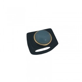 Bague large BLACK GOLD SKY BLUE résine NOIRE - Cabochon rond opale bleu LUCAS JACK