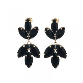 Boucles d'oreilles pendantes FLOWERS - Cristaux noir JORGINA