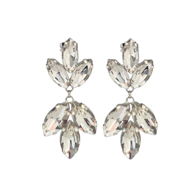 Boucles d'oreilles pendantes FLOWERS - Cristaux blanc JORGINA