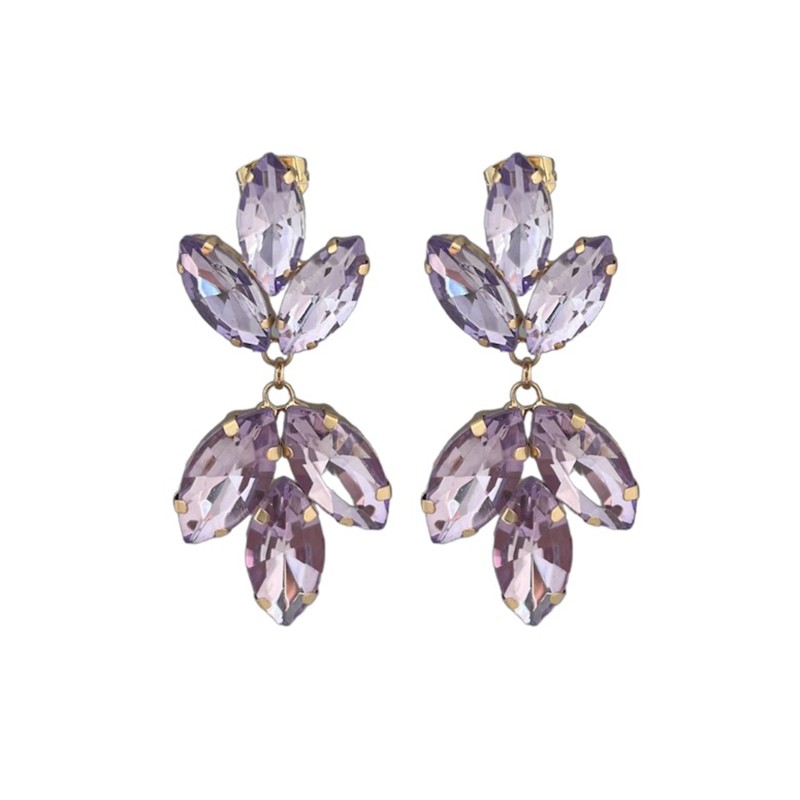 Boucles d'oreilles pendantes FLOWERS - Cristaux mauve JORGINA