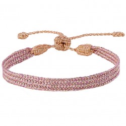 Bracelet fin ajustable ANIA Gold Pink Peach - Fils d'or tressés - Maaÿaz