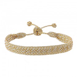Bracelet fin ajustable IZY Gold & Silver- Fils d'or tressés - Maaÿaz