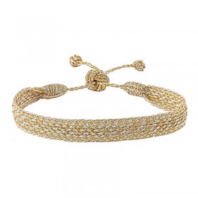 Bracelet fin ajustable IZY Gold & Silver- Fils d'or tressés - Maaÿaz