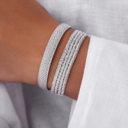 Bracelet fin ajustable IZY Silver- Fils d'or tressés