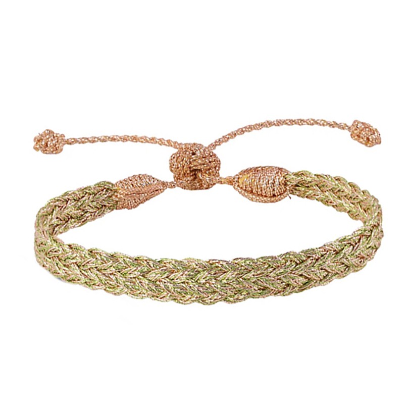 Bracelet fin ajustable ZYN Rose Gold Peach Citrus - Fils d'or tressés - Maaÿaz