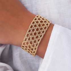 Bracelet manchette ajustable LAMAA Gold & Silver - Fils d'or tressés