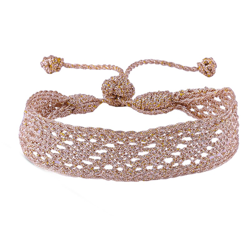 Bracelet fin ajustable DAQIQ Rose Gold - Fils d'or tressés - Maaÿaz