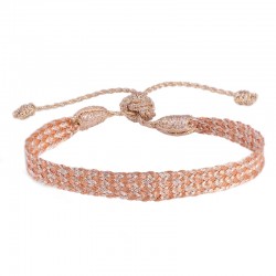 Bracelet fin ajustable ANIA Rose Gold Amber - Fils d'or tressés MAYAAZ