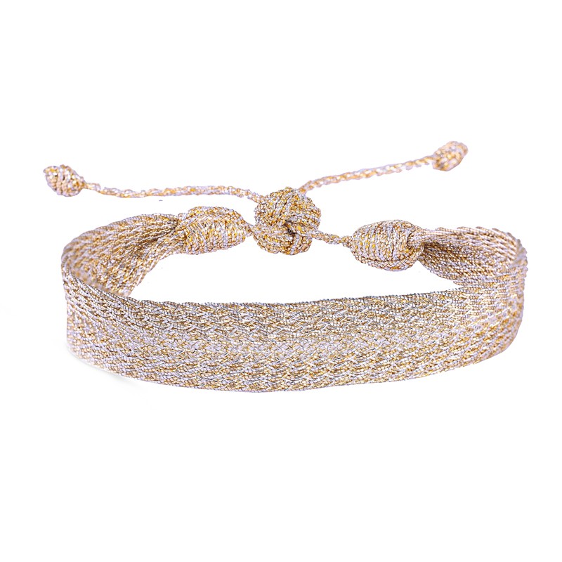 Bracelet fin ajustable ROLO Gold & Silver - Fils d'or tressés MAAYAZ