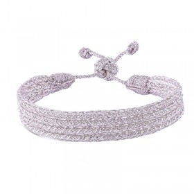 Bracelet fin ajustable ILY Silver - Fils d'or tressés argent MAAYAZ