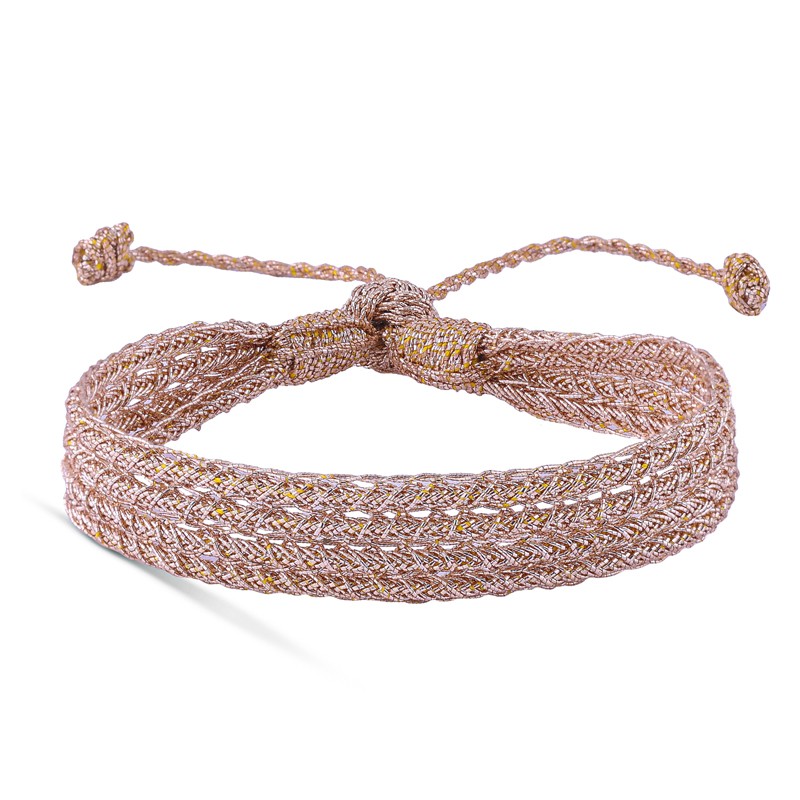 Bracelet ajustable ILY Rose Gold - Fils d'or tressés or rose MAAYAZ