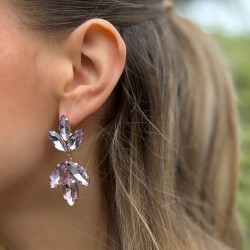 Boucles d'oreilles pendantes FLOWERS - Cristaux mauve