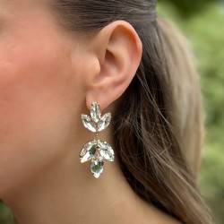 Boucles d'oreilles pendantes FLOWERS - Cristaux blancs