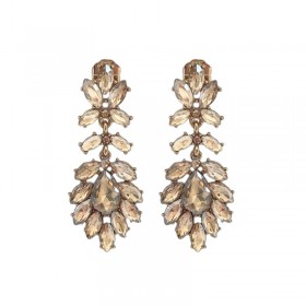 Boucles d'oreilles pendantes FLEURS - Cristaux champagne - JORGINA