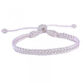 Bracelet fin ajustable EYA Silver - Fils d'argent tressés MAAYAZ