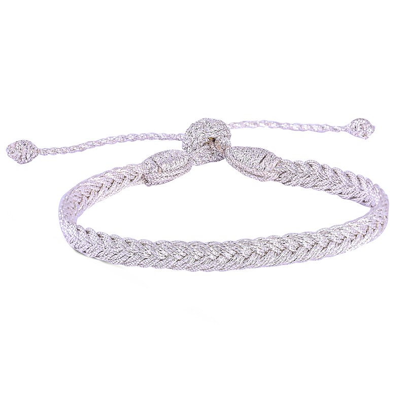 Bracelet fin ajustable EYA Silver - Fils d'argent tressés MAAYAZ