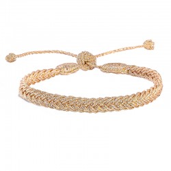 Bracelet fin ajustable EYA Gold - Fils d'or tressés dorés Maayaz