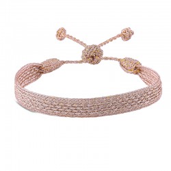 Bracelet fin ajustable IZY Rose Gold - Fils d'or tressés or rose MAAYAZ