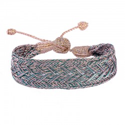 Bracelet INTERMIX Rose Gold Parma jade - Fils d'or tressés mauve & or rose MAAYAZ