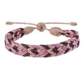 Bracelet ajustable DOUBLE U2 Rose Gold Grape Pink - Fils d'or tressés MAAYAZ