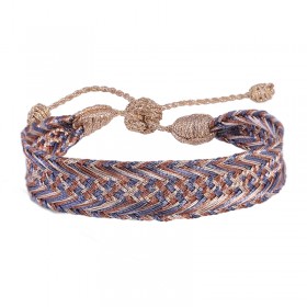 Bracelet ajustable NERRY Rose Gold Terracota Grey - Fils d'or tressés MAAYAZ