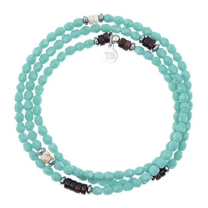 Collier bracelet Homme 3 tours BERNIE Turquoise - Perles de Bohème, Oeil de Taureau & Magnésite - TÊTES BLONDES