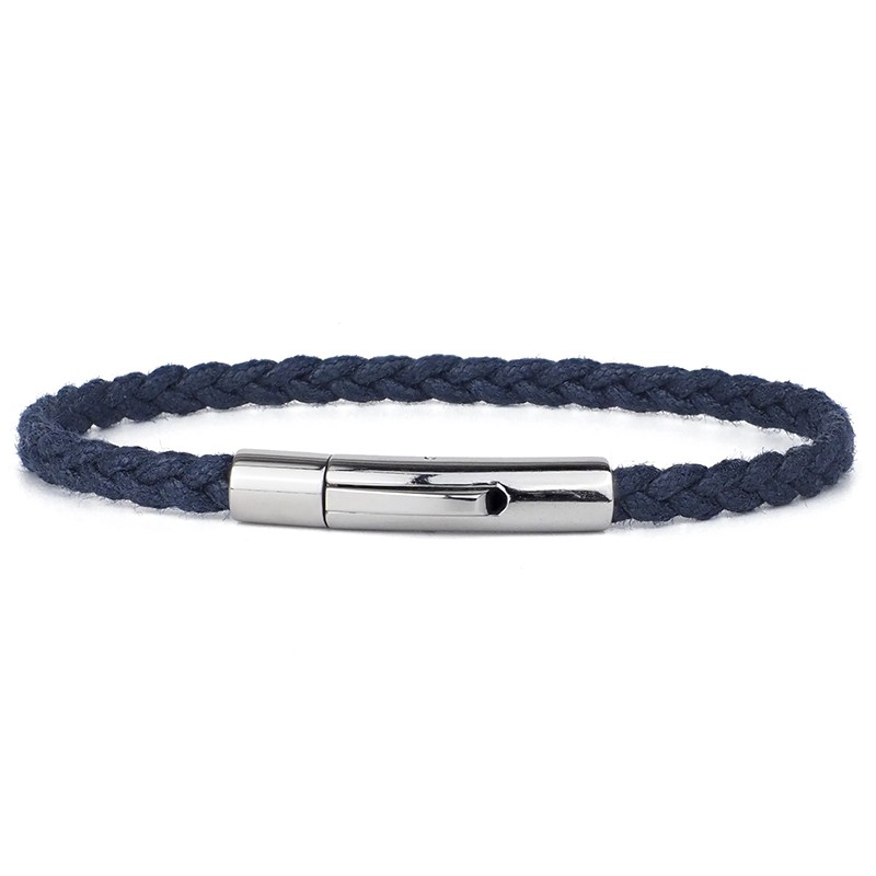 Bracelet homme Coton tressé serré plat - Bleu - Loop And Co