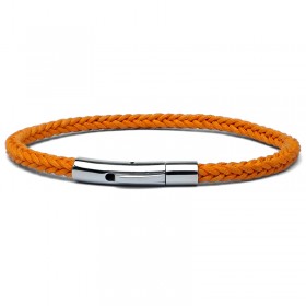 Bracelet jonc Homme - Coton ciré tressé carré orange - Loop And Co